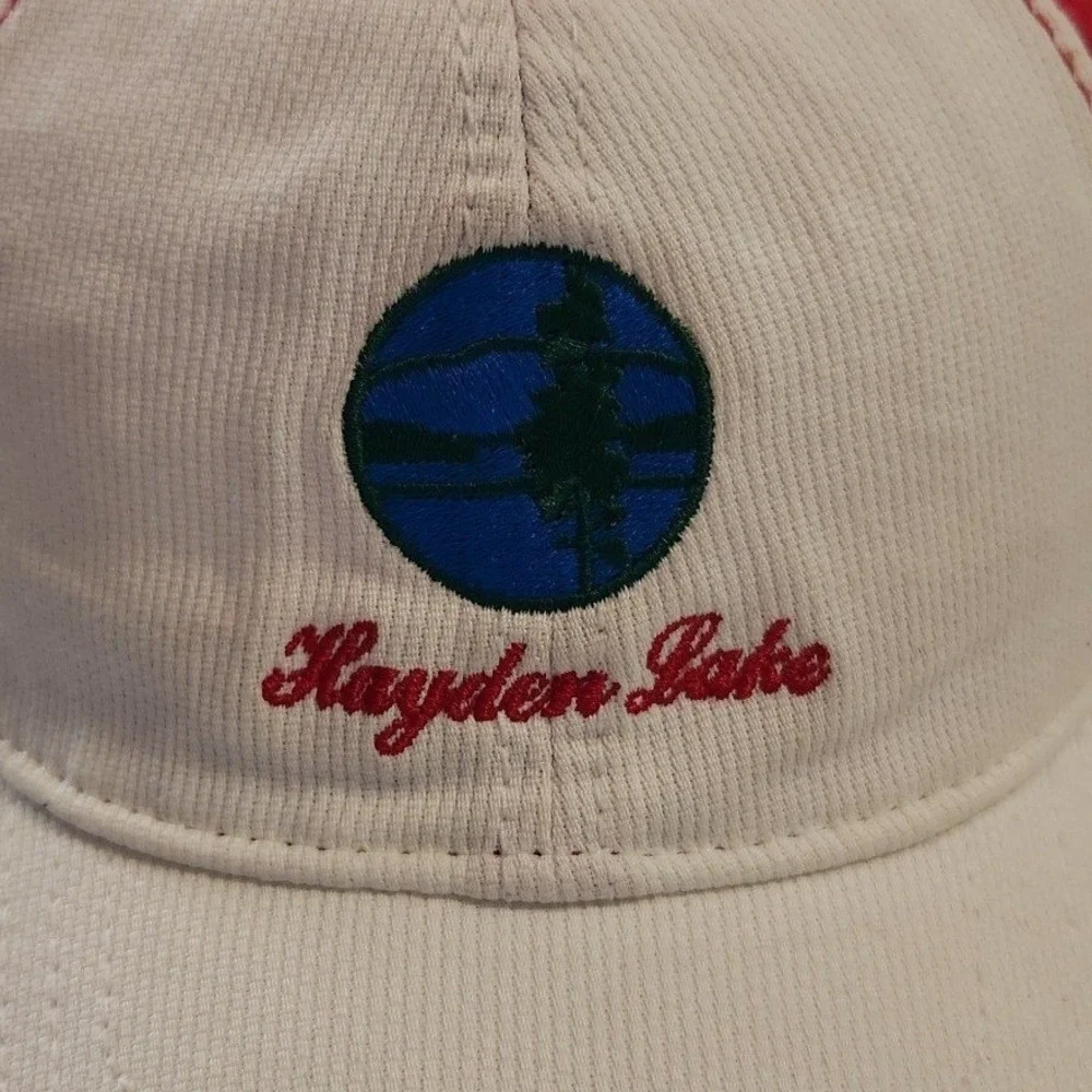 Ivory Hayden Lake Mens Baseball Cap Red‎ Cream Adjustable Hat Style 1410